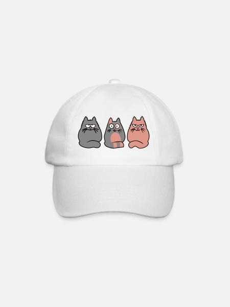 3 Katzen - Baseballkappe - Weiß/Weiß