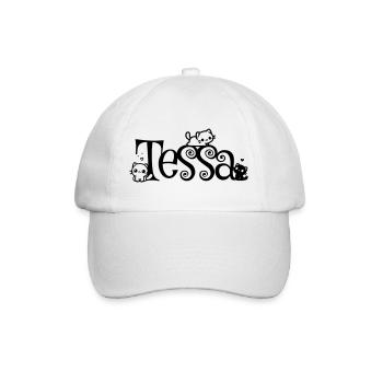 Tessa Name Vorname Kätzchenname - Baseballkappe - Weiß/Weiß - Vorne