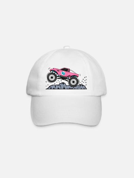 Monstertruck Geburtstag 10 Pink - Baseballkappe - Weiß/Weiß