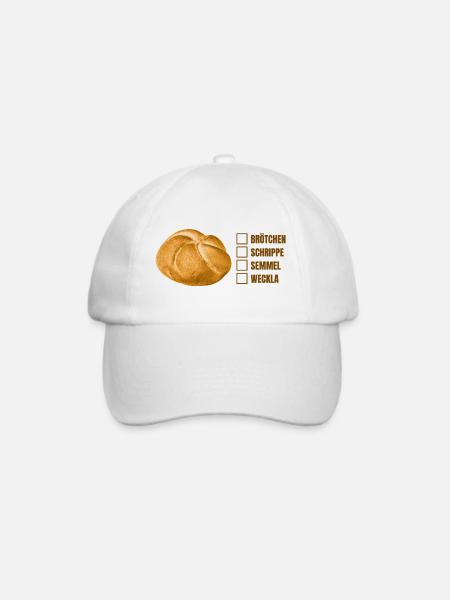 Brötchen oder Semmel? – Lustiges Dialekt-Design - Baseballkappe - Weiß/Weiß