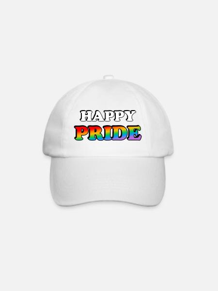 Pride Regenbogen Textdesign - Baseballkappe - Weiß/Weiß