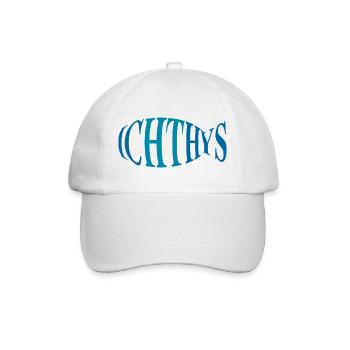 Ichthys Jesus Fisch – Symbol des Glaubens - Baseballkappe - Weiß/Weiß - Vorne