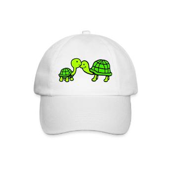 2 Schildkröten langer Hals küssen Paar Liebe Team - Baseballkappe - Weiß/Weiß - Vorne