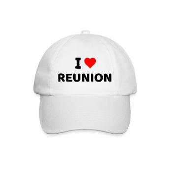 Ich liebe La Réunion - Baseballkappe - Weiß/Weiß - Vorne