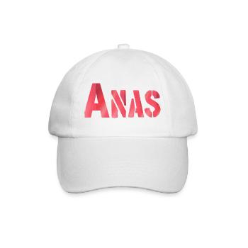 Anas Name Rot text - Baseballkappe - Weiß/Weiß - Vorne