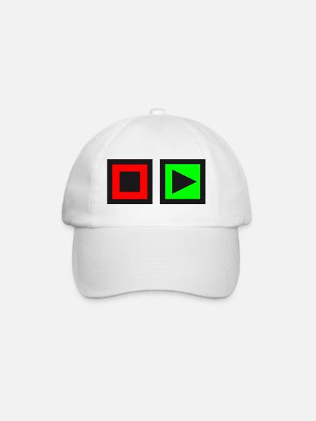 Stop- und Play-Zeichen - Baseballkappe - Weiß/Weiß