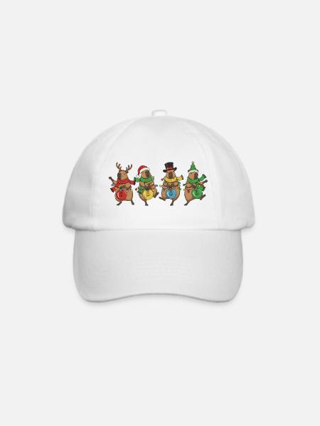 Capybara Tanzen Weihnachtsbeleuchtung - Baseballkappe - Weiß/Weiß