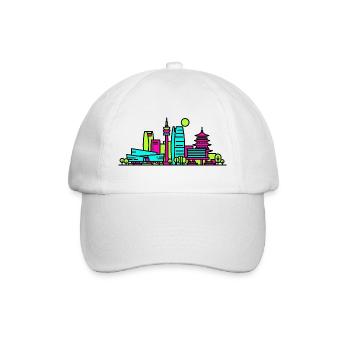 Hangzhou City Skyline West Lake Moderne Linienkunst - Baseballkappe - Weiß/Weiß - Vorne