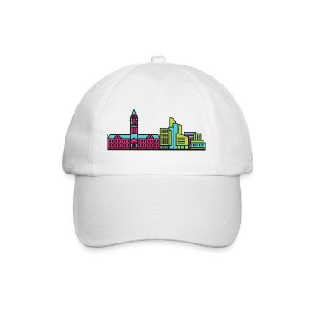 Bradford City Skyline Rathaus Moderne Linienkunst - Baseballkappe - Weiß/Weiß - Vorne