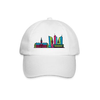 Die Haager Stadtsilhouette Binnenhof Moderne Linienkunst - Baseballkappe - Weiß/Weiß - Vorne