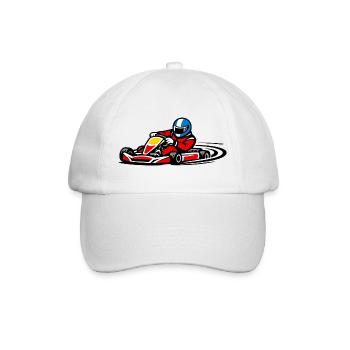 Roter Rennkart-Fahrer im Speed-Sport - Baseballkappe - Weiß/Weiß - Vorne