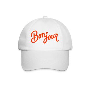 Bonjour with Love Heart in French France - Baseballkappe - Weiß/Weiß - Vorne