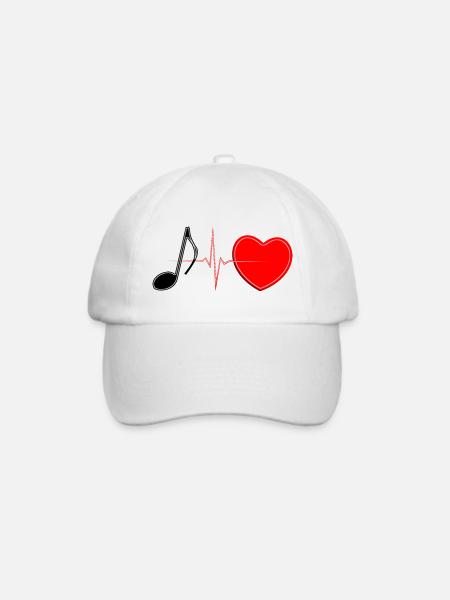 Music Heartbeat Lifeline – Romantisches Musik-T-Shirt - Baseballkappe - Weiß/Weiß