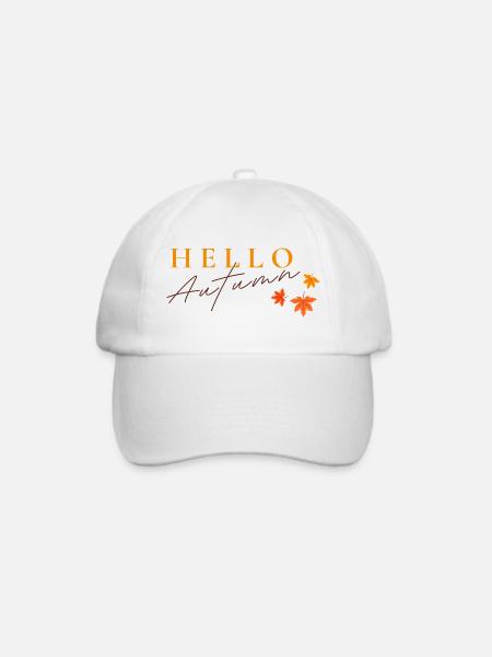 Hello Autumn | Herbst Blätter Design - Baseballkappe - Weiß/Weiß