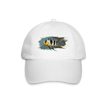 Buntbarsch Aquarium Aquaristik - Baseballkappe - Weiß/Weiß - Vorne