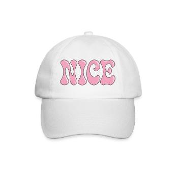SCHÖNE rosa Blasenbuchstaben - Baseballkappe - Weiß/Weiß - Vorne