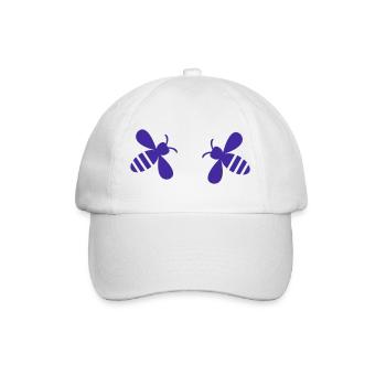 Zwei symmetrie Bienen in Lila - Baseballkappe - Weiß/Weiß - Vorne