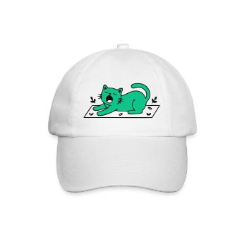 Gaehnende Katze Yoga Grafik - Baseballkappe - Weiß/Weiß - Vorne
