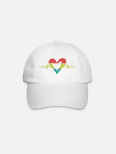 Huhn Herz Retro-Style - Baseballkappe - Weiß/Weiß