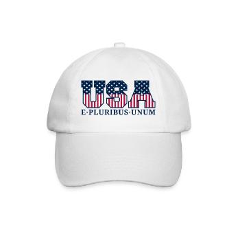 College USA Red White Blue Stars And Stripes Motto - Baseballkappe - Weiß/Weiß - Vorne