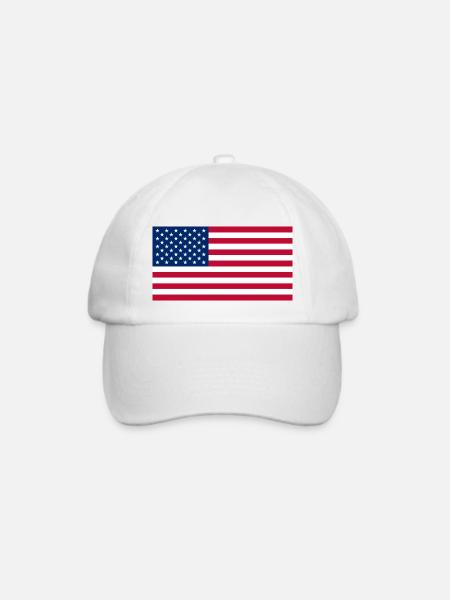 USA Flagge Fahne - Baseballkappe - Weiß/Weiß