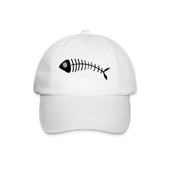 Stilisierte Fischgräten Illustration - Baseballkappe - Weiß/Weiß - Vorne