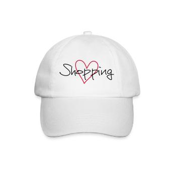 shopping Herz Ich liebe shopping Geschenk - Baseballkappe - Weiß/Weiß - Vorne