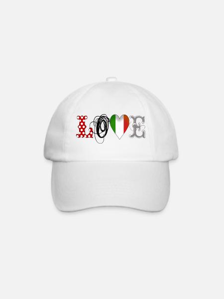 Love Italia - Black - Baseballkappe - Weiß/Weiß
