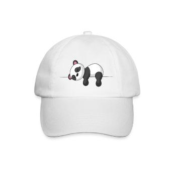 Schläfriger Comic Panda - Baseballkappe - Weiß/Weiß - Vorne