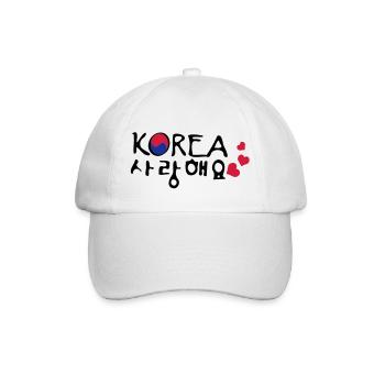 Liebe South Korea in koreanischer Sprache - Baseballkappe - Weiß/Weiß - Vorne