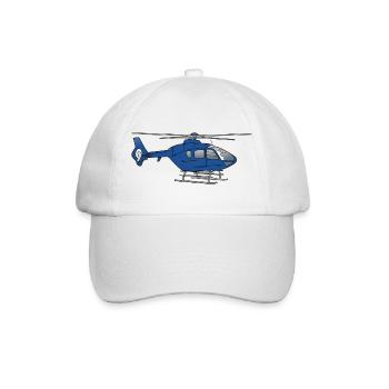 Blauer Hubschrauber Helikopter - Baseballkappe - Weiß/Weiß - Vorne