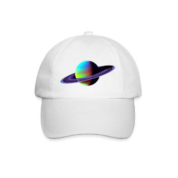 Saturn / Lustiger Planet / Kosmos - Baseballkappe - Weiß/Weiß - Vorne