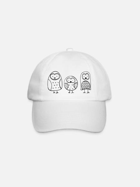 Kleine Eulen - Baseballkappe - Weiß/Weiß