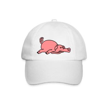 Totes Schwein am Boden - Baseballkappe - Weiß/Weiß - Vorne