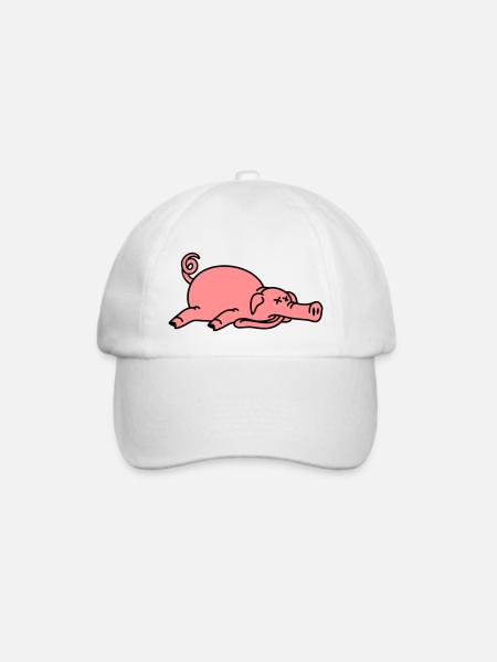 Totes Schwein am Boden - Baseballkappe - Weiß/Weiß