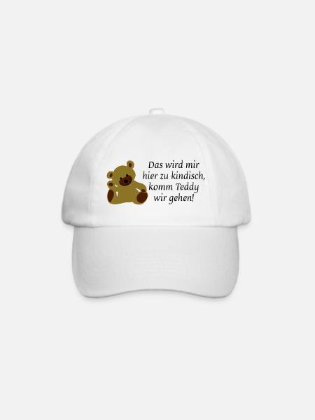 Das wird mir hier zu kindisch komm Teddy wir gehen - Baseballkappe - Weiß/Weiß