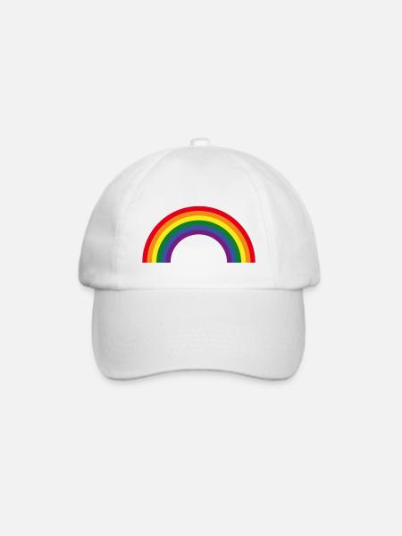 Regenbogen / Rainbow (6er) - Baseballkappe - Weiß/Weiß