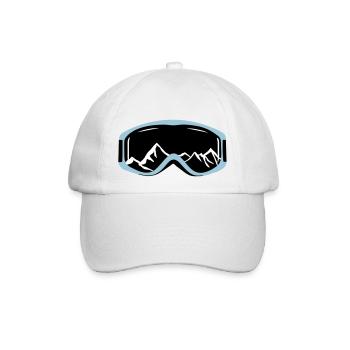 Skibrille und Berge - Baseballkappe - Weiß/Weiß - Vorne