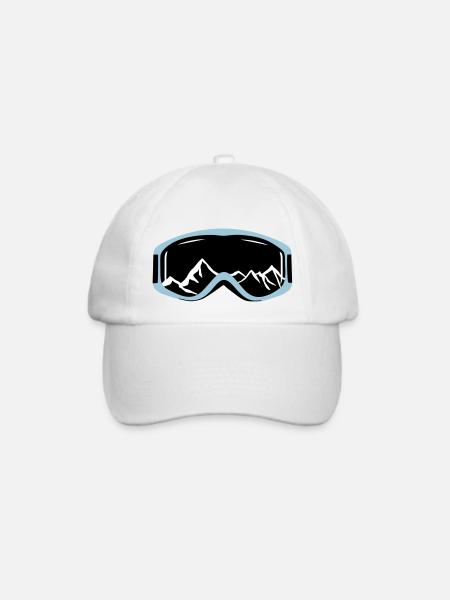 Skibrille und Berge - Baseballkappe - Weiß/Weiß