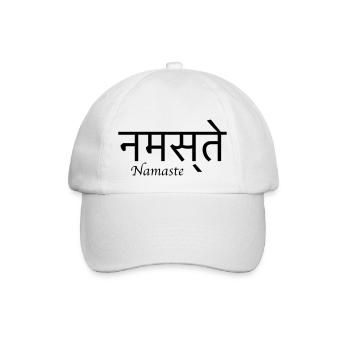 Namaste Sanskrit schwarz Yoga - Baseballkappe - Weiß/Weiß - Vorne