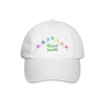 Good Luck; Rainbow; Glücksklee; Four Leaf Clover - Baseballkappe - Weiß/Weiß - Vorne
