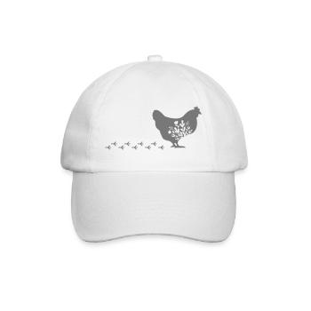 blumiges laufendes Huhn Silhouette - Baseballkappe - Weiß/Weiß - Vorne