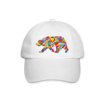 Bär - Low Poly - Art - Baseballkappe - Weiß/Weiß - Vorne