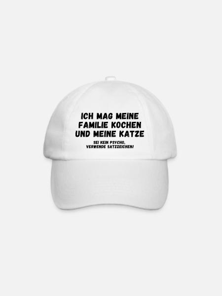 Ich mag meine Familie kochen und meine Katze. - Baseballkappe - Weiß/Weiß