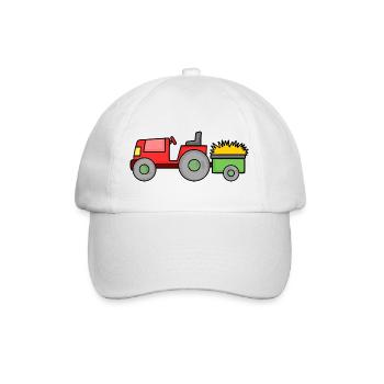 Traktor mit Anhänger - Baseballkappe - Weiß/Weiß - Vorne