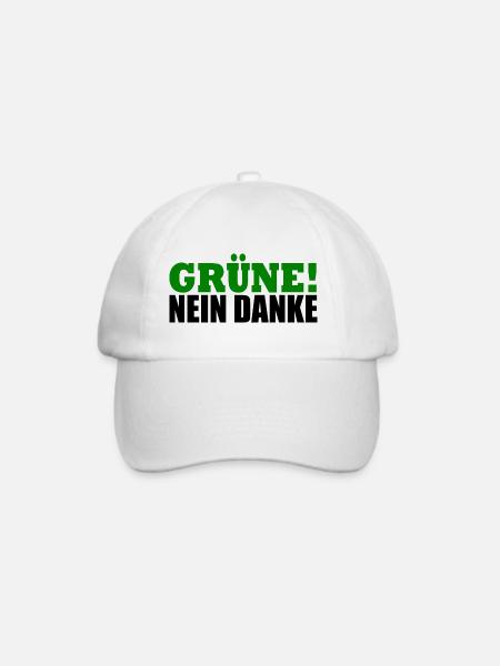 Grüne Nein Danke - Baseballkappe - Weiß/Weiß