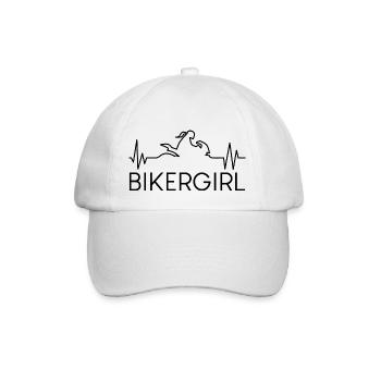 Bikergirl Motorradfahrerin Herzschlag Motorrad - Baseballkappe - Weiß/Weiß - Vorne