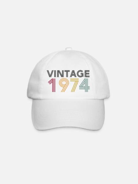 Jahrgang 1974 - Baseballkappe - Weiß/Weiß