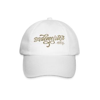 Lustig 🥰! Bademeister heißt er - Baseballkappe - Weiß/Weiß - Vorne
