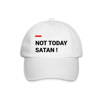 Nicht heute, Satan! – Christlicher Humor - Baseballkappe - Weiß/Weiß - Vorne